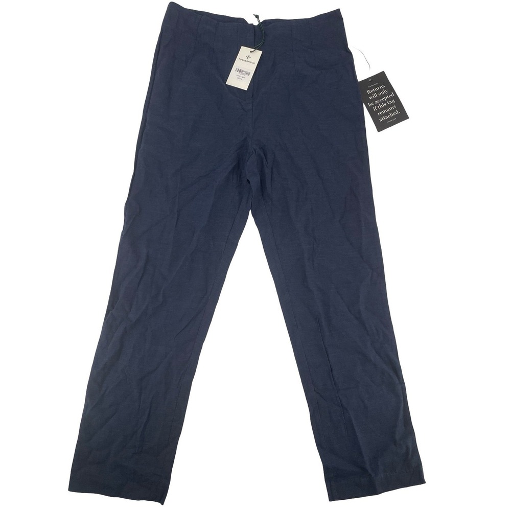 Tuckernuck Women's Pants Straight Leg Navy Blue Textured Size 6 NWT